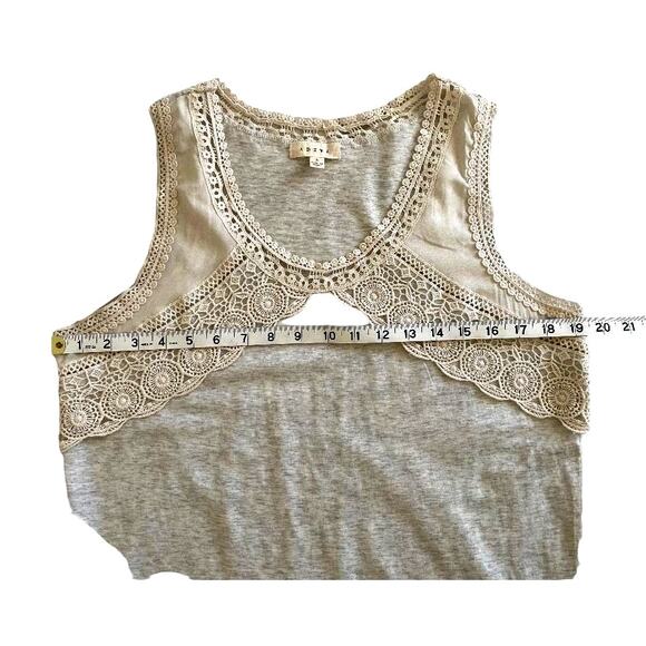 Adiva Top in a Heather Gray with Cream Lace Size Large - Picture 4 of 5
